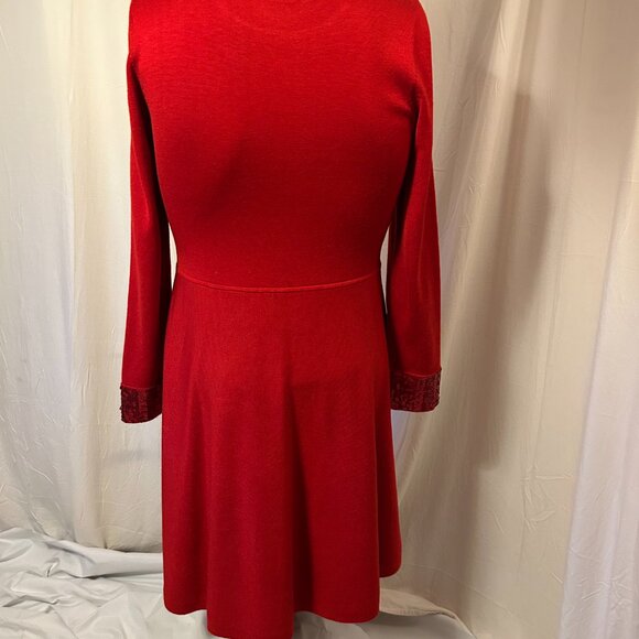 Red Hot Jason Wu Knit Dress With Paillette Cuff Accents (Size L) - Picture 7 of 9